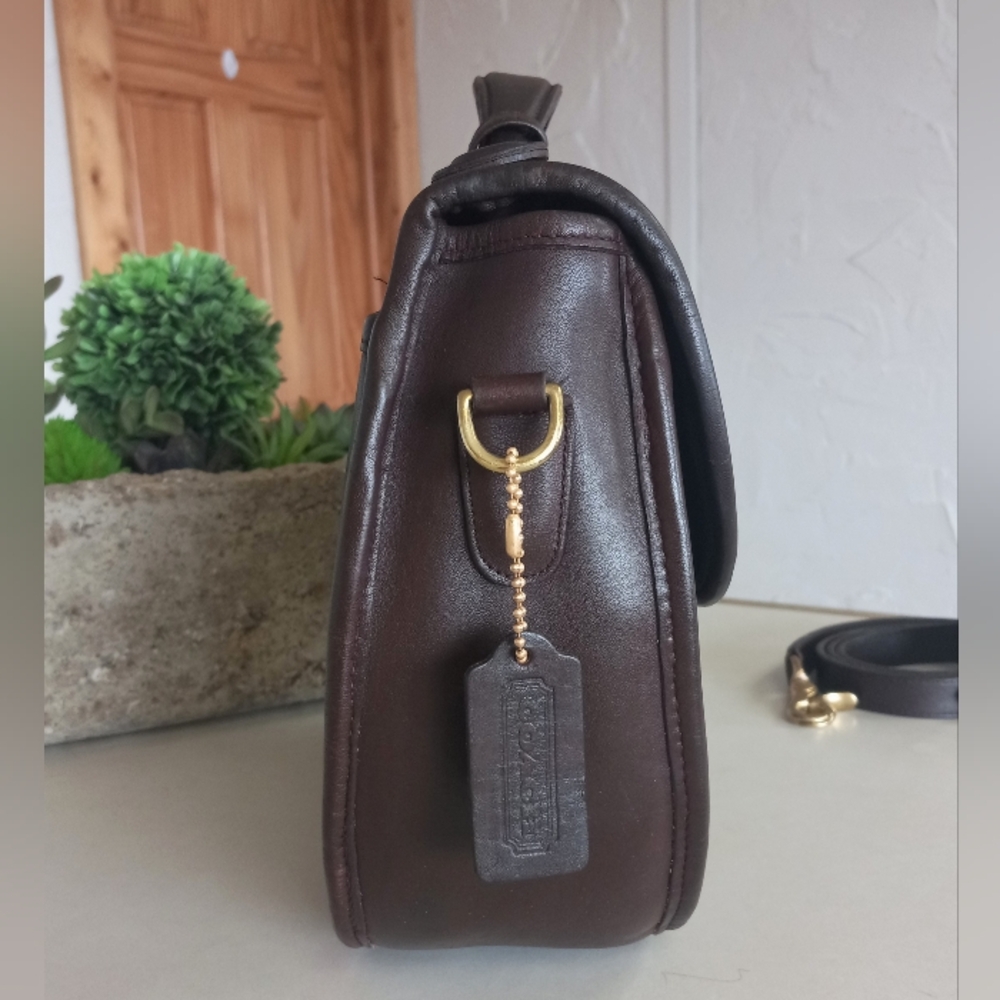 Coach Large Plaza Bag, Pre-1994, Mahogany Brown, Late 1980's - Picture 12 of 16